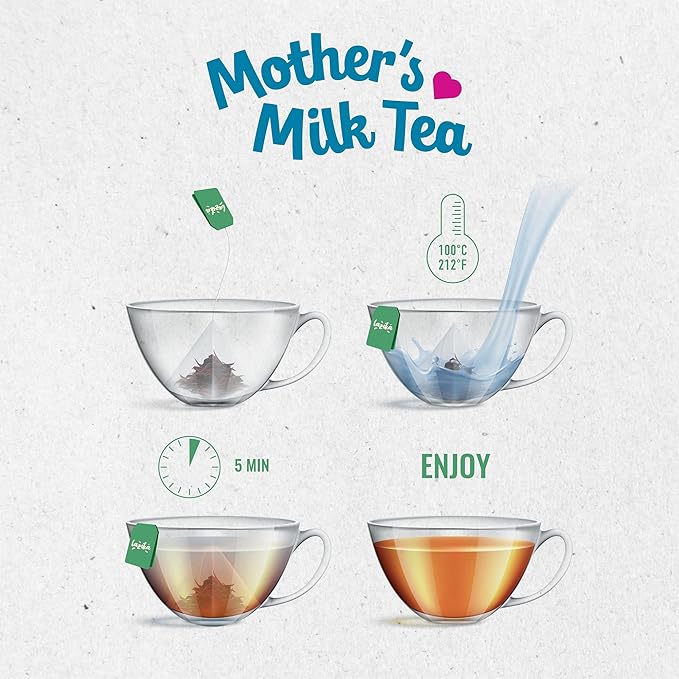 Lazika Lactation Tea, Breastfeeding and Lactation Support Tea, 20 Pyramid Teabags, Lactation Supplement, Increase Breastmilk Production, Fennel Anis and Caraway Fruit