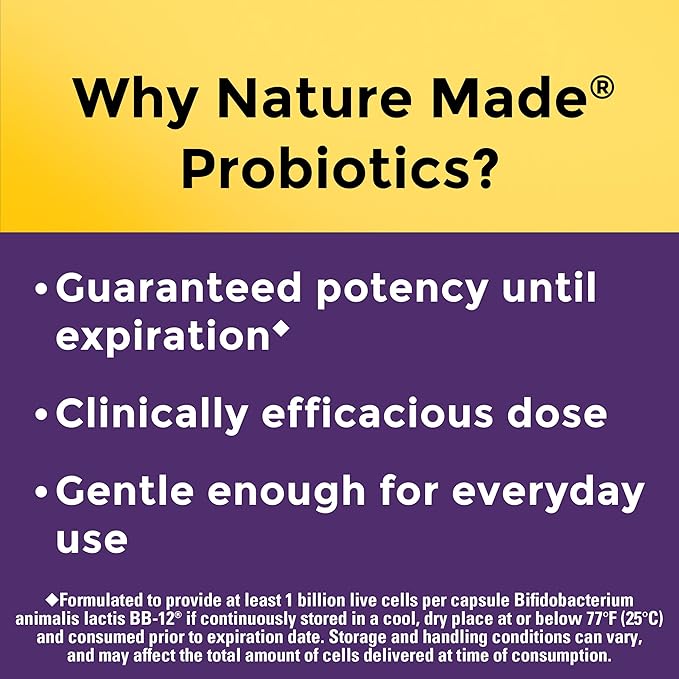 Nature Made Probiotics for Women and Men, Probiotic Capsules 1 Billion CFU from Live Cultures for Immune & Digestive Support, 30 Capsules, 30 Day Supply