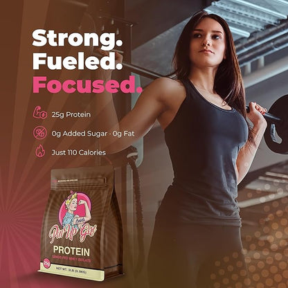Pin Up Girl Whey Protein Isolate Powder | Dutch Chocolate | 25g of Protein Per Serving | Premium Muscle-Building Whey Protein for Women | Fat Free, Low Calorie, Low Carb, No Added Sugar (32 Ounces)