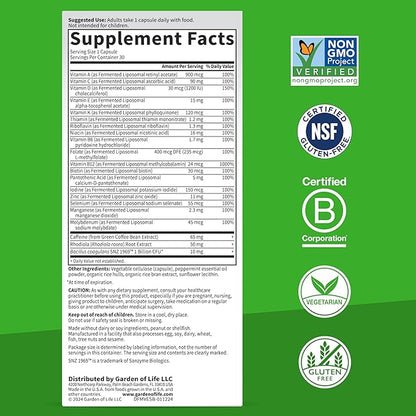 Garden of Life Dr. Formulated Multi+ Energy Support Capsule with Green Coffee Bean, Rhodiola & Probiotics – Energy and Immune Support, Non-GMO, Gluten-Free, 30 Capsules