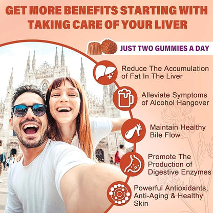 1Pack Milk Thistle Liver Detox Gummies, 18-in-1 Liver Cleanse Detox & Repair Supplement with Berberine, Chicory Root, Turmeric, Artichoke, Dandelion Root, Chanca Piedra, Vitamins B6 B12 - Sugar Free