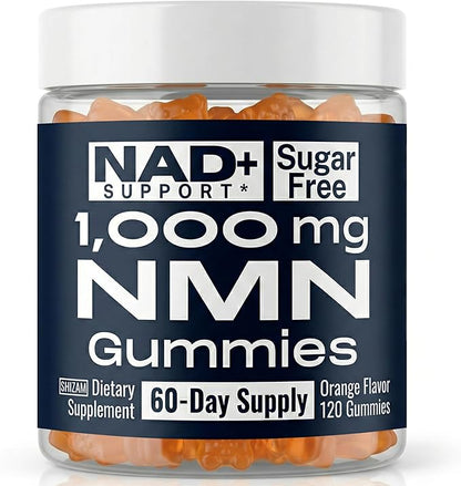 SHIZAM NMN Supplement Gummies – Nicotinamide Mononucleotide (NMN) 1000-mg per Serving | NAD+ Supplement Format | Sugar-Free NMN Gummies | 120 Gummies | 60-Day Supply