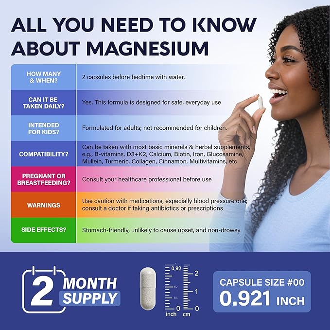 Magnesium Glycinate - Sleep & Relaxation Support - Extra Strength Glycinate, Glycine & Taurine 1500 mg - Magnesium Supplement for Women & Men - Chelated & High Absorption - Made in USA - 120 Capsules