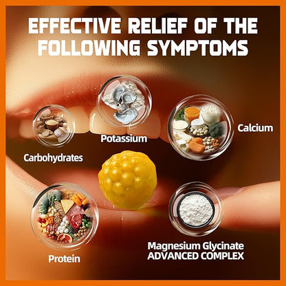 Magnesium Glycinate Gummies 1000mg - Sugar Free Magnesium Potassium Supplement with Vitamin D, B6, CoQ10 for Calm Mood & Sleep Support - 60 Orange Gummies