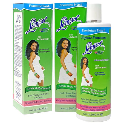 Lemisol Feminine Wash, Daily Cleanser, Hypoallergenic, 2-Pack of 16 FL Oz Each, 2 Bottles