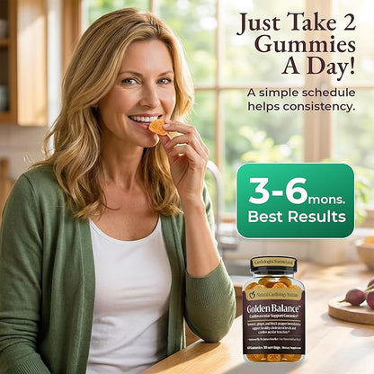 Golden Balance Turmeric Gummies - Turmeric and Ginger Supplement with Black Pepper Extract - High Absorption Turmeric Curcumin Supplement Gummies - Cholesterol Support & Heart Health Turmeric Gummies