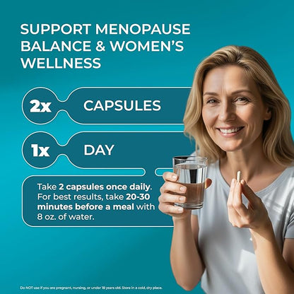 PUREHEALTH Research MenoHarmony - Herbal Menopause Supplement for Women - Female Hormone Balance for Hot Flashes & Night Sweats - with Passion Flower, Red Clover, Hops, Sage & More - 60 Capsules