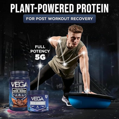Vega Creatine Monohydrate Powder 17.6oz (100 Servings) Sport Protein & Recovery Chocolate Protein Powder 1.8lbs - Plant-Based Protein and Muscle Support