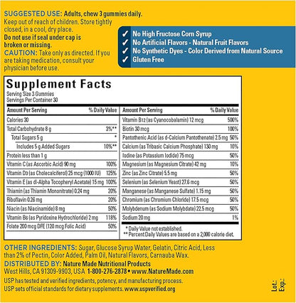 Nature Made Advanced Multivitamin Gummies for Him with Magnesium Citrate,Calcium & All 8 B Vitamins,Multivitamin for Men,90 Gummies,30 Day Supply,(Pack of 2)