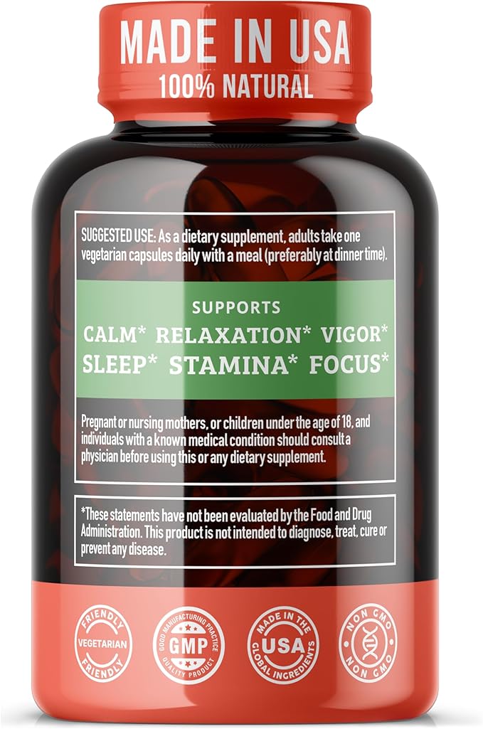 Ashwagandha KSM 66 Organic – KSM-66 ashwagandha 600mg Root Extract Full Spectrum Capsules | Standardized 5% Withanolides | Natural Stress Relief, Cortisol & Sleep Aid Supplement | Muscle Growth & Mood