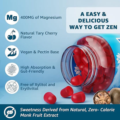 Magnesium Complex Gummies for Women Men 400mg, 8 Forms of Magnesium Glycinate, Citrate, Malate - Sugar Free Calm Magnesium Gummies Supplement with Magnesium Ashwagandha, D3, B12 for Relax,Vegan,120Cts