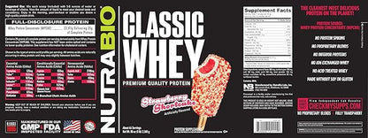 NutraBio Classic Whey Protein Powder - No Fillers, Artificial Colors, Preservatives - Low Glycemic Index - Strawberry Shortcake, 5 Pounds