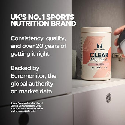 Myprotein Clear Whey Isolate Protein Powder, 20 Servings (1.1lbs) Lemon Ice Tea, 20g Protein per Serving, Naturally Flavored Drink Mix, Daily Protein Intake for Superior Performance
