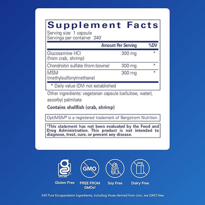 Pure Encapsulations Glucosamine Chondroitin with MSM - Supports Joint Health & Normal Cartilage Formation* - Maintains Enzyme Activity - Gluten-Free & Non-GMO - 240 Capsules