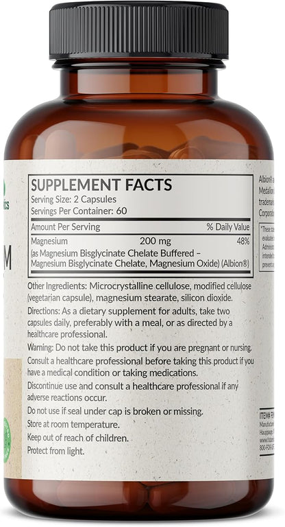 Futurebiotics Magnesium Glycinate 200 MG per Serving Chelated for High Absorption, Gentle On Stomach, Non-GMO, 120 Vegetarian Capsules