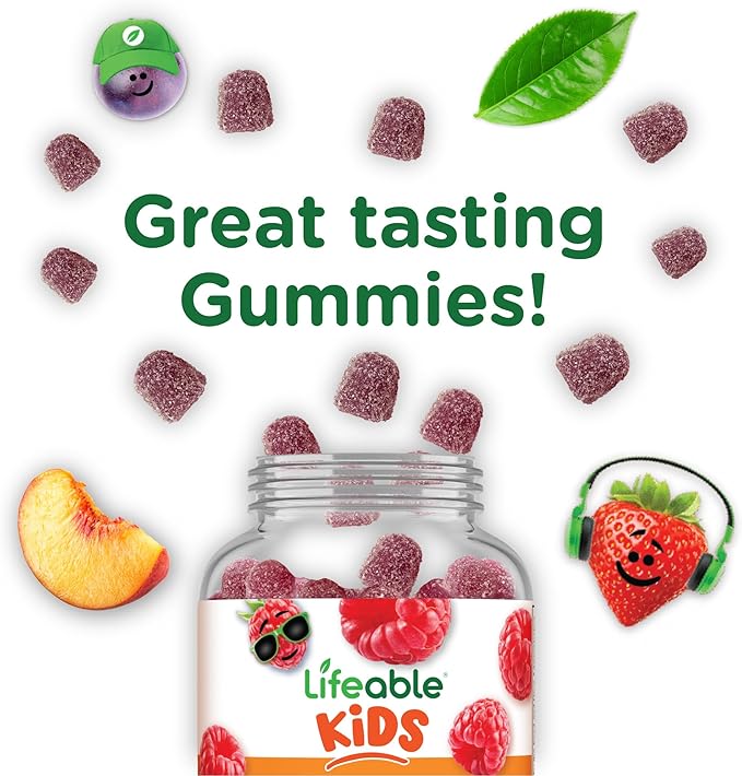 Lifeable Vitamin B Complex for Kids | with VIT C | Great Tasting B Complex Gummies | Vegan Kids B Complex | Energy and Nerve Support | 90 Gummies