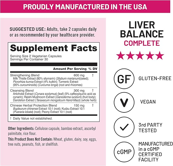 NatureWise Liver Balance Detox Supplement - Triple Repair Formula with Milk Thistle, Dandelion, Turmeric, Artichoke, Reishi Mushroom & Kudzu, Vegan - 60 Capsules[30-Day Supply]