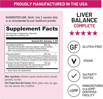 NatureWise Liver Balance Detox Supplement - Triple Repair Formula with Milk Thistle, Dandelion, Turmeric, Artichoke, Reishi Mushroom & Kudzu, Vegan - 60 Capsules[30-Day Supply]