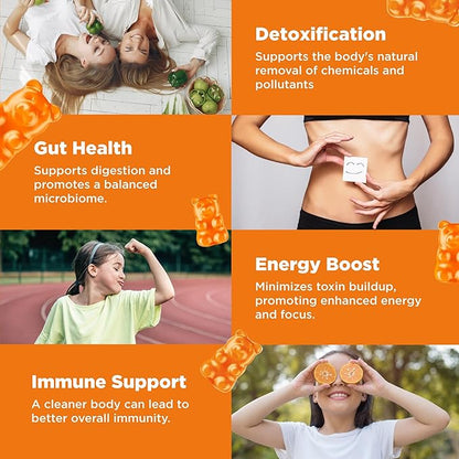 Zeolite Kids Detox Gummies - Total Body Cleanse Micronized Chewables Supplement with Chlorella - Orange Flavor Vegan Non-GMO Gluten-Free