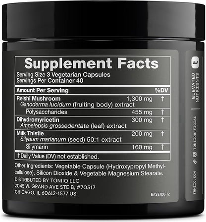 Toniiq Ease with DHM - Full Liver Support for a Night Out - 120 Capsules - 50x Super Concentrated Extract