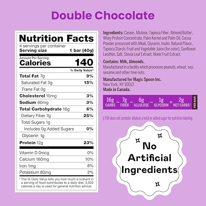 Magic Spoon Treats - 16 High Protein Bars, Double Chocolate - High Protein Gluten Free Snack - Sugar & Gluten Free Protein Cereal Bar - Low Carb, Keto Friendly - Healthy Snacks for Adults