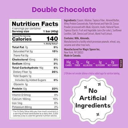 Magic Spoon Treats - 16 High Protein Bars, Double Chocolate - High Protein Gluten Free Snack - Sugar & Gluten Free Protein Cereal Bar - Low Carb, Keto Friendly - Healthy Snacks for Adults
