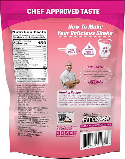 Fit Crunch Tri-Blend Whey Protein, Keto Friendly, Low Calories, High Protein, Gluten Free, Soy Free (18 Servings, Strawberry)