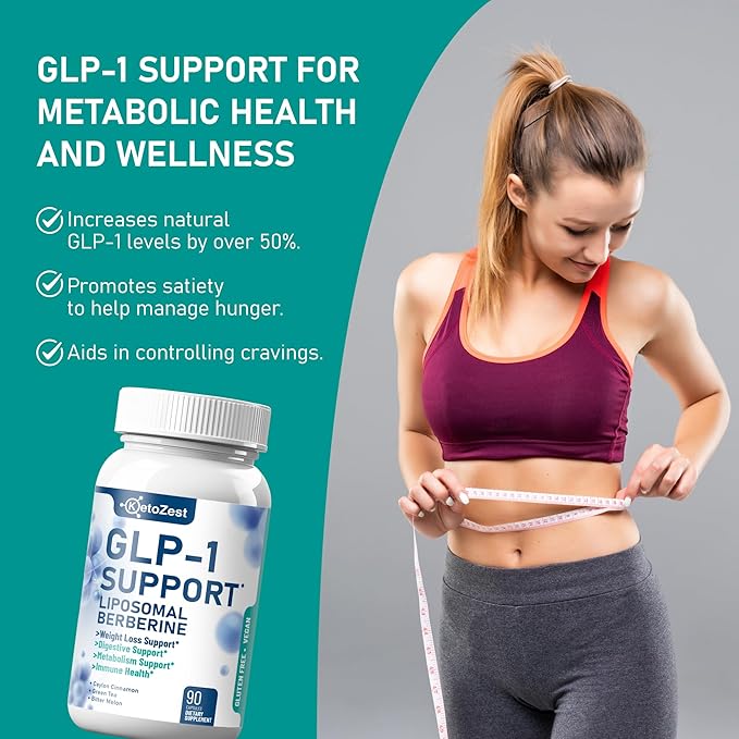 GLP-1 Support Weight Loss Supplement - 15-in-1 GLP1 Support for Weight Management Appetite Suppressant Fat Burn for Women Men - with Liposomal Berberine HCl Bitter Melon Citrus Bergamot
