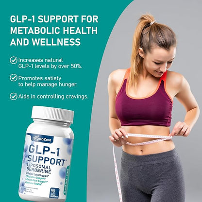 GLP-1 Support Weight Loss Supplement - 15-in-1 GLP1 Support for Weight Management Appetite Suppressant Fat Burn for Women Men - with Liposomal Berberine HCl Bitter Melon Citrus Bergamot