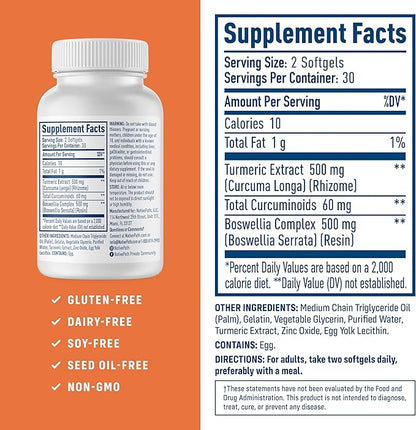 NativePath Turmeric Curcumin with Boswellia – Premium Softgels for Joint Mobility & Wellness – High Absorption, Non-GMO, Gluten-Free, 60 Softgels