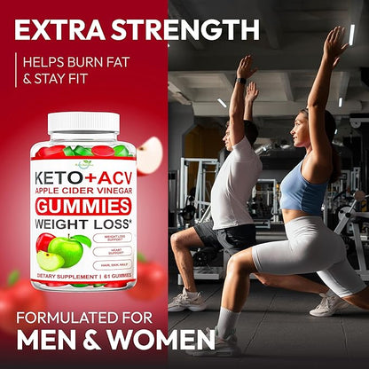 Keto ACV Gummies Advanced Weight Loss - ACV Keto Gummies Supplement for Women and Men - Metabolism, Detox, Cleanse - Apple Cider Vinegar - Ginger + Apple Flavor