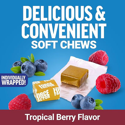 Force Factor Daily Relief Joint Support, Drug-Free Joint Formula with Boswellia, Turmeric, Ginger, Vitamin C and D for Mobility, Flexibility, and Cartilage Health, Tropical Berry, 30 Soft Chews