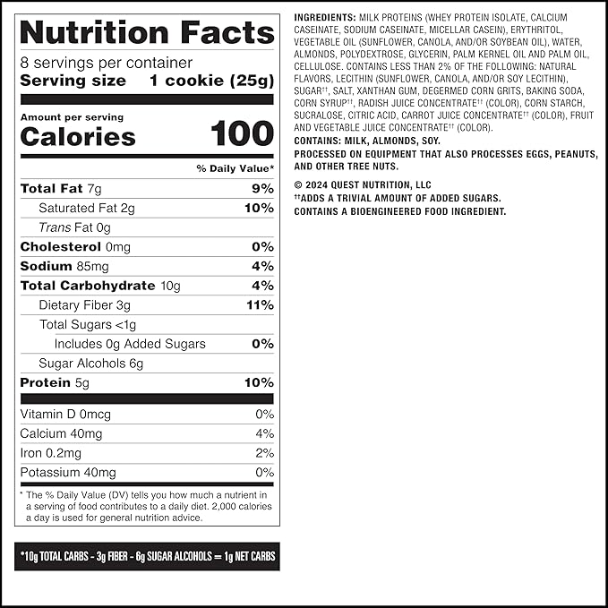 Quest Nutrition Frosted Protein Cookies, Strawberry Cake, <1g Sugar, 5g Protein, 1g Net Carbs, Gluten Free, 8 Cookies