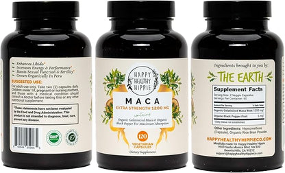 Organic Maca Root Capsules 1200 mg – Libido Booster for Women Fast Acting & Potent | Female Maca Supplement | Energy Pills from Peru | Includes Black Pepper for High Absorption | Vegan, 120 Ct