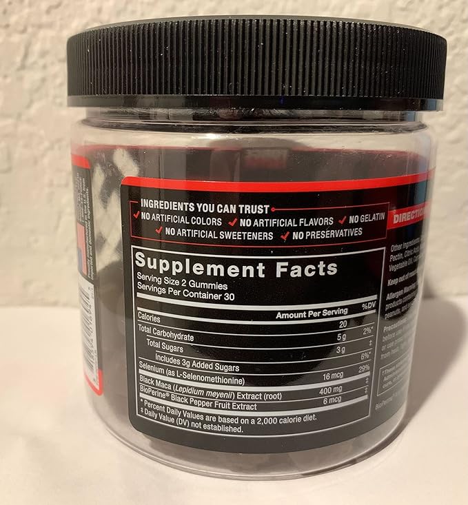 Force Factor Black Maca Gummies, 2-Pack, Black Maca Root to Enhance Male Vitality, Increase Energy & Strength, with BioPerine for Superior Absorption, Delicious Passion Berry Flavor, 120 Gummies