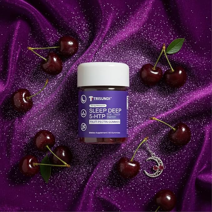Sleep Gummies Deep Relax 5-HTP Gummies – Melatonin, L-Theanine & Magnesium – Vegan Fruit-Pectin Formula – Gluten & Soy Free – 60 Gummies