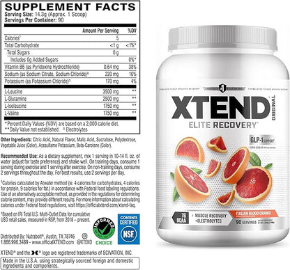 Xtend Original BCAA Powder 7g BCAA and 2.5g L-Glutamine, Sugar Free Post Workout Muscle Recovery Drink with Amino Acids for Men & Women, 90 Servings