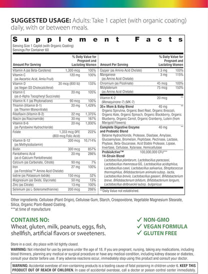 Rainbow Light 35+ Mom & Baby + Multivitamin | 60 Caplets | Prenatal and Postnatal Nutrition | Real Food Nutrients, Digestive Enzymes & Probiotics | Essential Vitamins and Minerals for Women