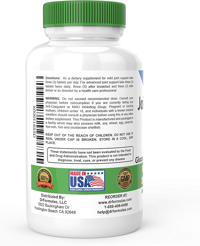 DrFormulas Joint Support Supplements for Men & Women | Glucosamine Chondroitin Msm, (Mendamine) 60 Day Supply