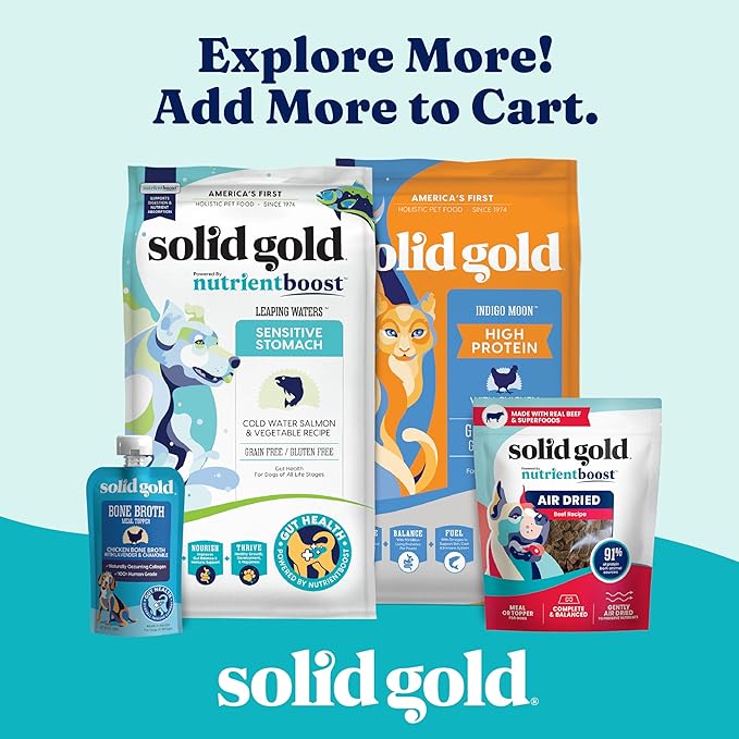 Solid Gold SeaMeal Cat Probiotic & Dog Probiotics for Digestive Health - Kelp Powder Dog & Cat Multivitamin Supplement w/Prebiotics & Digestive Enzymes for Skin, Coat, & Gut + Immune Support - 8oz