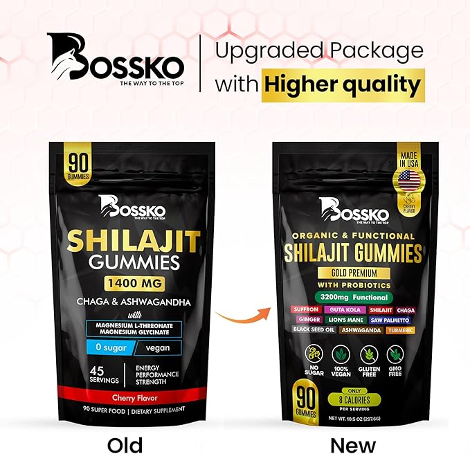 3200 MG Pure Himalayan Shilajit Gummies Organic for Men & Women with Probiotics & Magnesium Ashwagnadha Chaga Turmeric Fulvic Acid 105+ Trace Minerals I Vegan Non-GMO I Lab Tested I 90 Count