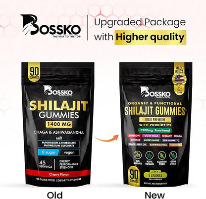3200 MG Pure Himalayan Shilajit Gummies Organic for Men & Women with Probiotics & Magnesium Ashwagnadha Chaga Turmeric Fulvic Acid 105+ Trace Minerals I Vegan Non-GMO I Lab Tested I 90 Count