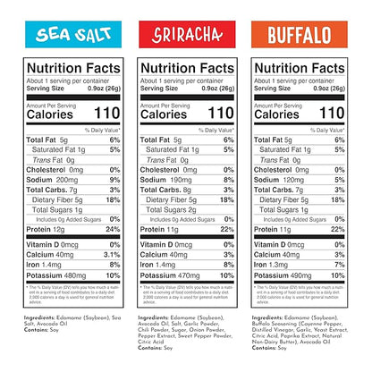 The Only Bean Crunchy Roasted Edamame - Healthy Snacks for Adults and Kids (Variety Pack), Low Carb Keto Snack Food, Vegan Gluten Free High Protein Snacks (11g), Office Snack, 0.9oz 24 pack