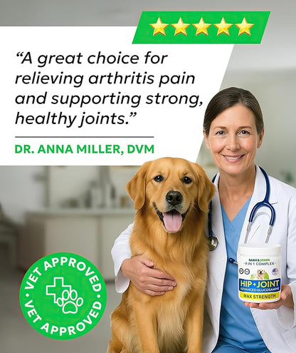 Bark&Spark Senior Advanced Glucosamine Chondroitin for Dogs - Hip Joint Pain Relief - Old Dog Joint Chews Large & Small Breed - Hip Joint Chews Joint Health Care Treats - 120Ct