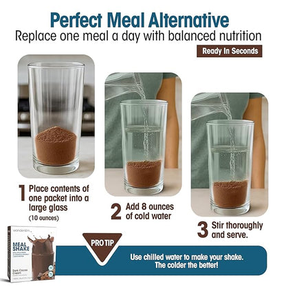WonderSlim Meal Replacement Shake, Dark Cocoa Cream, 15g Protein, 24 Vitamins & Minerals, Gluten Free, Low Carb (7ct)