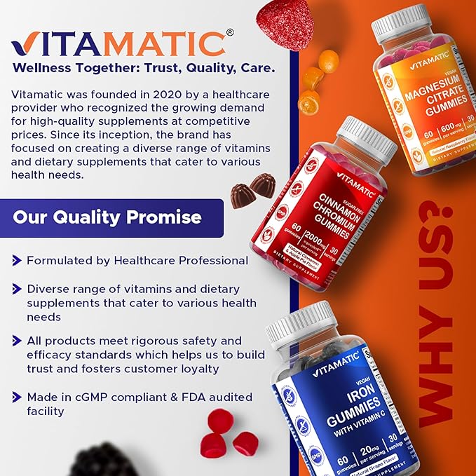 Vitamatic Melatonin 10 mg Vegetarian Gummies – Non-Habit Forming – 60 Gummies per Bottle – 4-Pack (Total 120 Vegan Gummies)