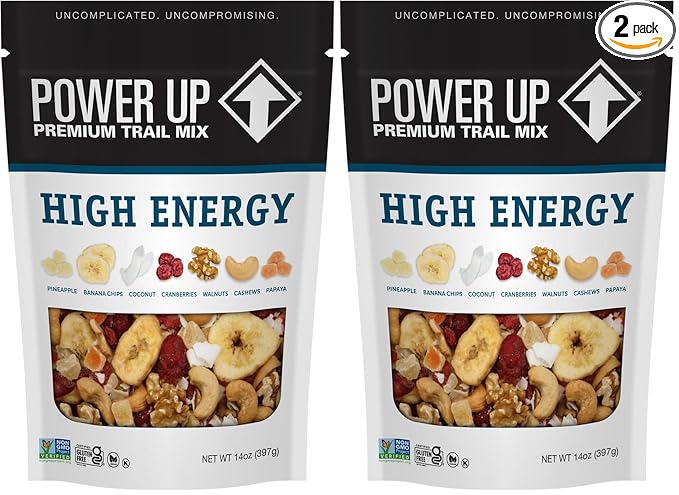 Power Up Premium Trail Mix - High Energy Trail Mix 14oz, Gluten Free, Vegan, Non-GMO (Pack of 2)