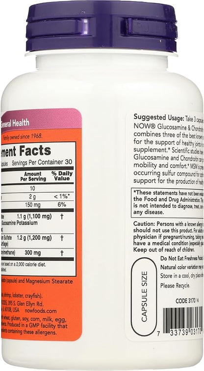 NOW Foods Glucosamine & Chondroitin with MSM, 90 Count