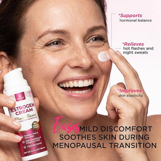 Estrogen Cream For Women Menopause Relief: Natural Phyto-estrogens Cream for Mature Skin - Hormone Balance & Skin Firmness (3.4 Fl Oz)