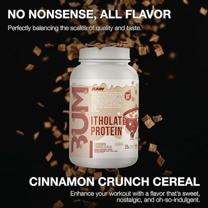 RAW Whey Protein Powder Isolate, Cinnamon Crunch (CBUM Itholate Protein) - 100% Grass-Fed Sports Nutrition Powder for Muscle Growth & Recovery - Low-Fat, Low Carb, Naturally Flavored - 25 Servings